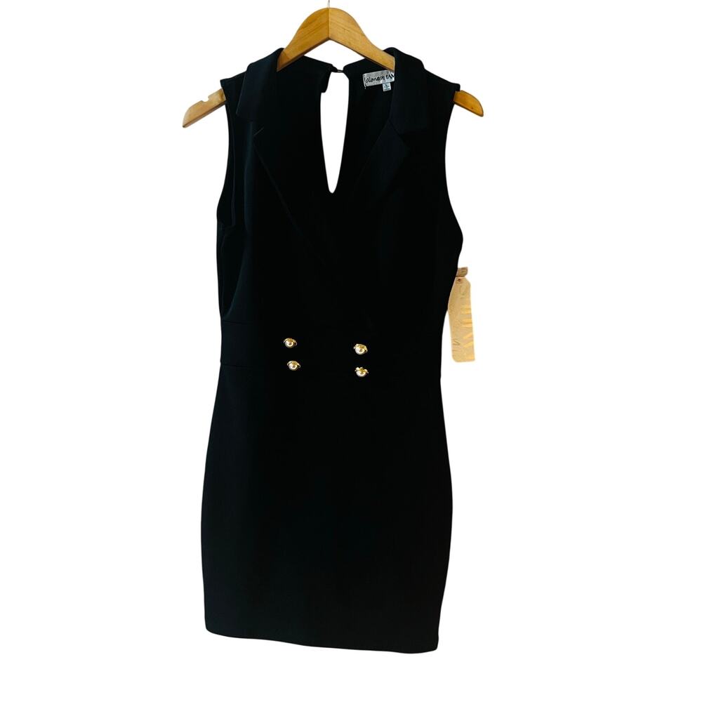 Almost Famous Button Detail Sleeveless Dress Size L Large NWT Black - Picture 6 of 6